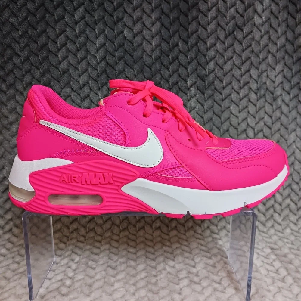 Nike Air Max Women’s Athletic Sneakers in Bright Pink with White Swoosh